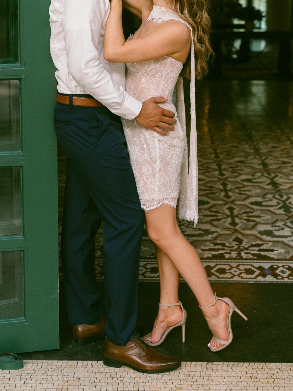 Lace Embellished Ivory Wedding Mini Dress - Picture 5 of 9